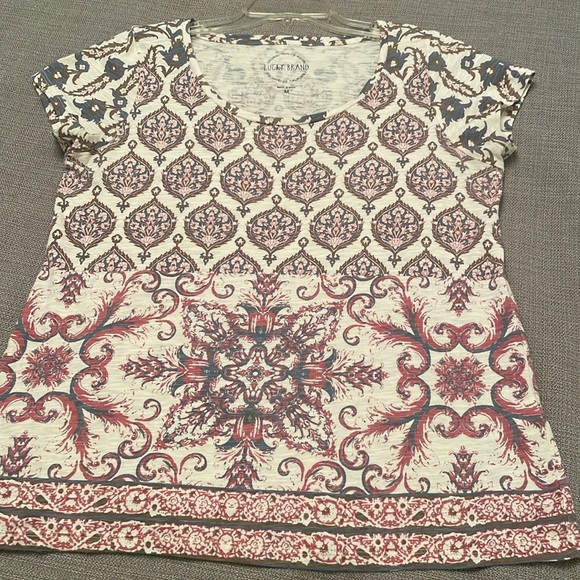 Lucky Brand Cotton Pattern Pullover Top Medium - Picture 8 of 10